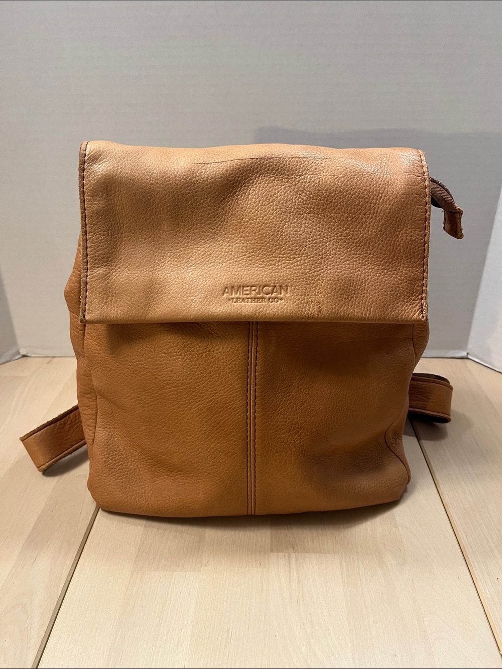 American Leather Co. Tan Light Brown Backpack Book Bag Purse - Picture 16 of 16